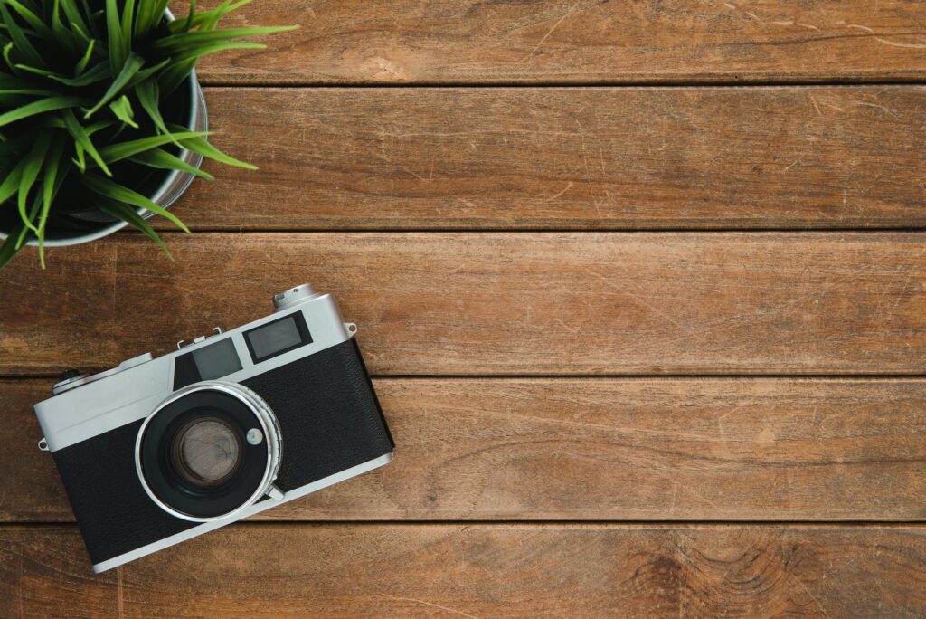 Film camera on table